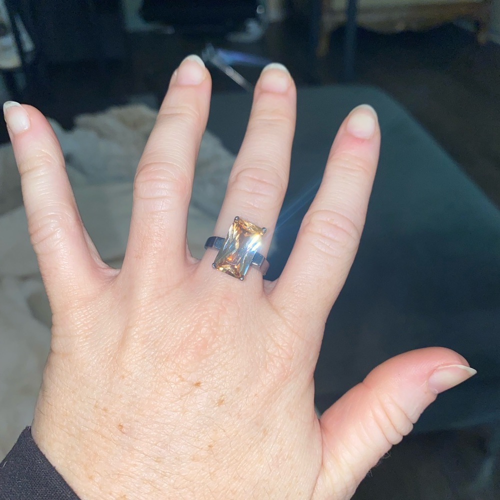 Vintage Citrine 925 Statement Ring - image 3